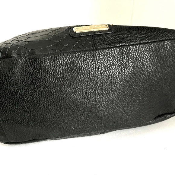 😍🌻 Steve Madden Medium Purse Satchel Shoulder Bag Black Snake Vegan Leather - Picture 5 of 14